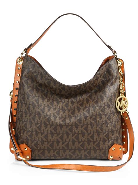 white and brown michael kors purse|Michael Kors shoulder bag brown.